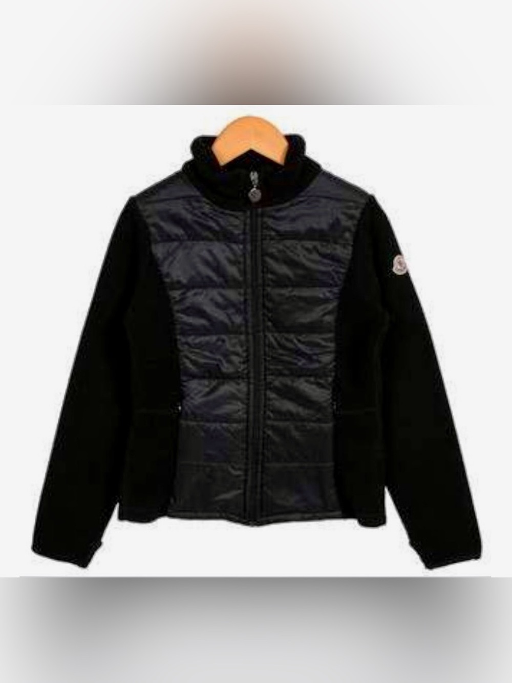 Moncler Unisex Black Quilted Front Kids Jacket- Size 14Y